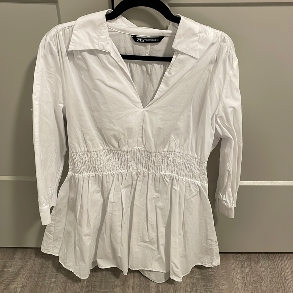 Zara White Collared Dress